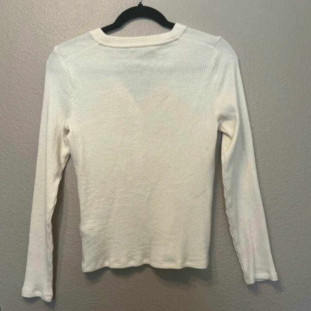 Madewell Cream Ribbed Button-Front Blouse - Picture 2 of 3